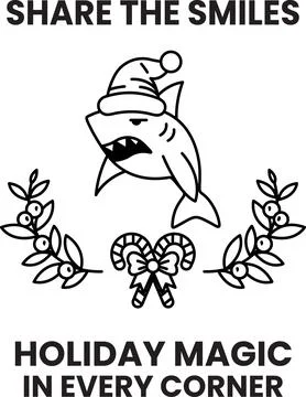 A shark with a hat on its head and a bow on its tail Stock Illustration