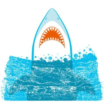 Shark jaws.Vector blue background illustration Stock Illustration