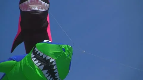 Shark kites in the wind 库存影片 8993364
