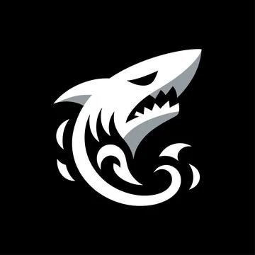 Shark Logo on Dark Background Stock Illustration