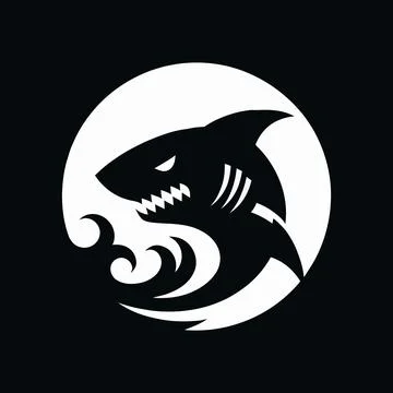 Shark Logo Design in a Circular Emblem Stock Illustration