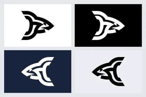 Shark Logo Mascot Icon Vector Design Set Stock Illustration