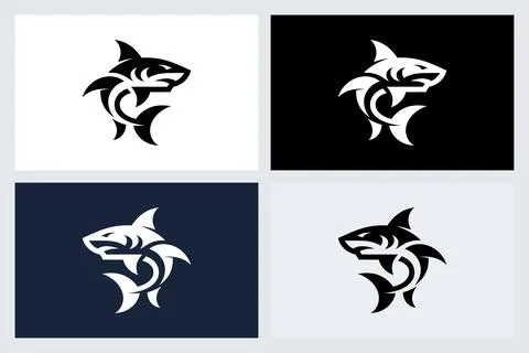 Shark Logo Mascot Vector Set Stock Illustration