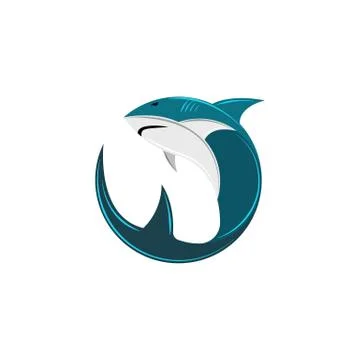 Shark logo of the round form, the abstract silhouette of a ocean animal of a  Stock Illustration