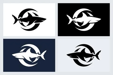 Shark Logo Set with Predator Icon Vector Illustration Ilustración de archivo
