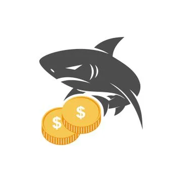 Shark Money Stack logo design vector isolated illustration Stock Illustration