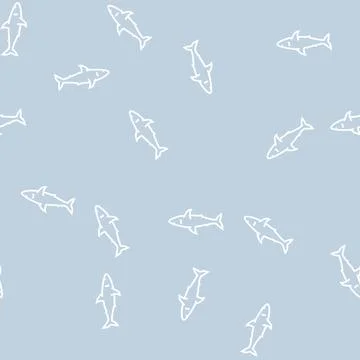 Shark ocean line seamless pattern Illustrazione stock