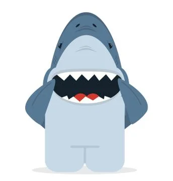 Shark with open jaws smile vector Stock Illustration