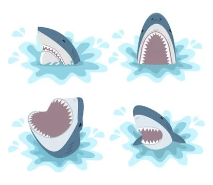 Shark with open jaws vector set Illustrazione stock
