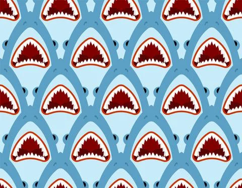 Shark pattern seamless. Sea predator background. Large predatory marine fish  Stock Illustration