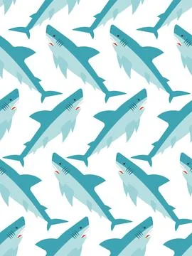 Shark pattern seamless. Sea predator background. Large predatory marine fish  Stock Illustration
