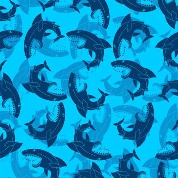 Shark pattern seamless. Sea predator background. Large predatory marine fish  스톡 일러스트
