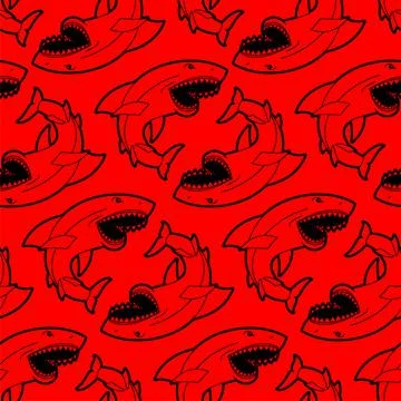 Shark pattern seamless. Sea predator background. Large predatory marine fish  스톡 일러스트