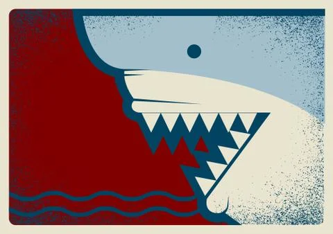 Shark poster background illustration for design Stock Illustration