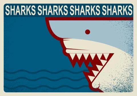 Shark poster.vector background illustration for design Stock Illustration