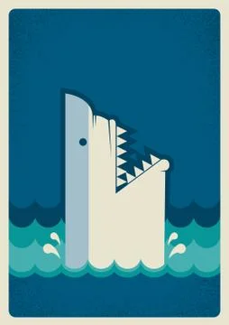 Shark poster.vector background illustration Stock Illustration