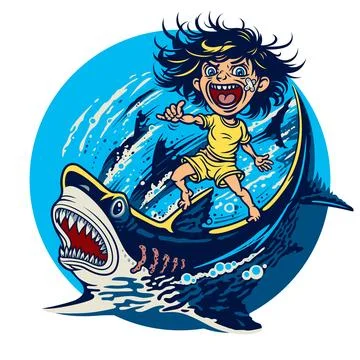 Shark Rider Stock Illustration