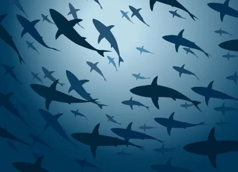 Shark school Stock Illustration