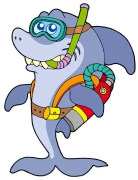 Shark scuba diver Illustrazione stock