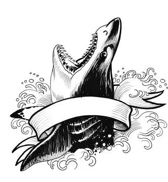 Shark in the sea Stock Illustration