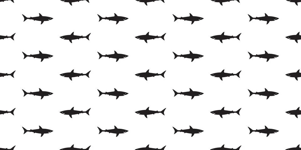 Shark seamless pattern fish isolated ocean vector wallpaper background Stockillustratie
