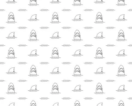 Shark seamless pattern, Hand drawn sketched doodle shark, vector illustration Illustrazione stock