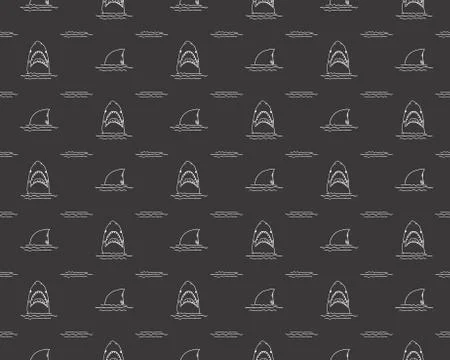 Shark seamless pattern, Hand drawn sketched doodle shark, vector illustration Illustrazione stock
