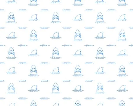 Shark seamless pattern, Hand drawn sketched doodle shark, vector illustration Illustrazione stock