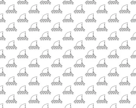 Shark seamless pattern, Hand drawn sketched doodle shark, vector illustration Stock Illustration