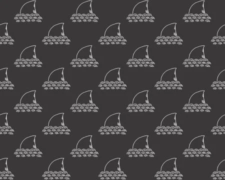 Shark seamless pattern, Hand drawn sketched doodle shark, vector illustration Illustrazione stock
