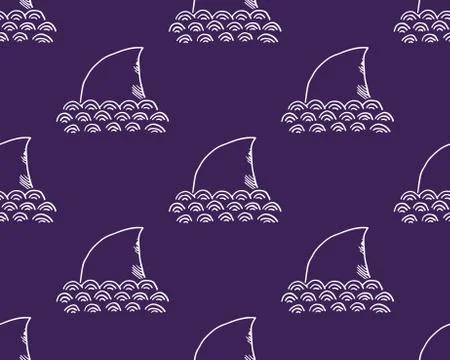 Shark seamless pattern, Hand drawn sketched doodle shark, vector illustration Illustrazione stock