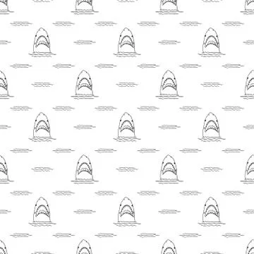 Shark seamless pattern, Hand drawn sketched doodle shark, vector illustration Stock Illustration