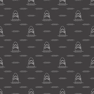 Shark seamless pattern, Hand drawn sketched doodle shark, vector illustration 스톡 일러스트