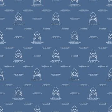 Shark seamless pattern, Hand drawn sketched doodle shark, vector illustration Illustrazione stock