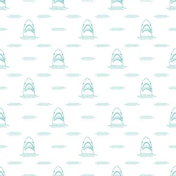 Shark seamless pattern, Hand drawn sketched doodle shark, vector illustration Stock Illustration