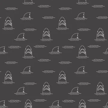 Shark seamless pattern, Hand drawn sketched doodle shark, vector illustration Illustrazione stock