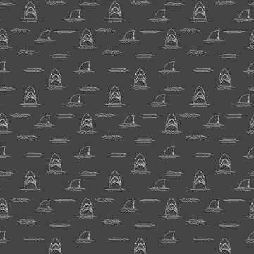 Shark seamless pattern, Hand drawn sketched doodle shark, vector illustration 스톡 일러스트