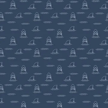 Shark seamless pattern, Hand drawn sketched doodle shark, vector illustration Illustrazione stock