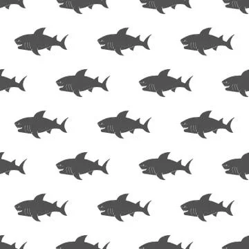 Shark seamless pattern, Hand drawn sketched doodle shark, vector illustration Illustrazione stock