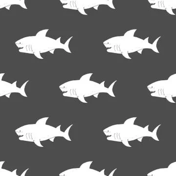 Shark seamless pattern, Hand drawn sketched doodle shark, vector illustration Stock Illustration