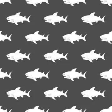 Shark seamless pattern, Hand drawn sketched doodle shark, vector illustration Illustrazione stock