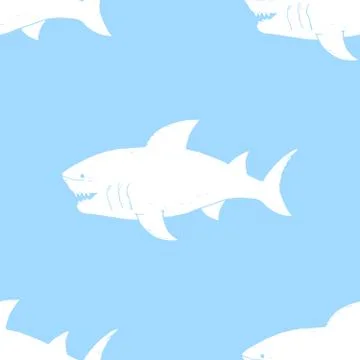 Shark seamless pattern, Hand drawn sketched doodle shark, vector illustration Illustrazione stock