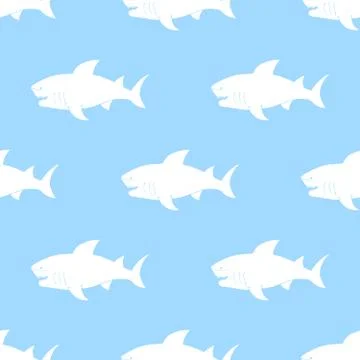 Shark seamless pattern, Hand drawn sketched doodle shark, vector illustration Stock Illustration