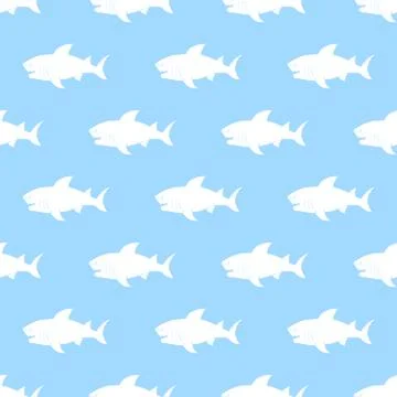 Shark seamless pattern, Hand drawn sketched doodle shark, vector illustration Illustrazione stock