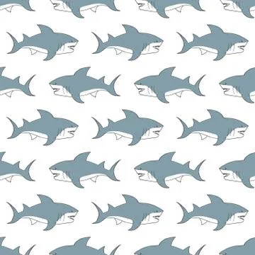 Shark seamless pattern, Hand drawn sketched doodle shark, vector illustration Illustrazione stock