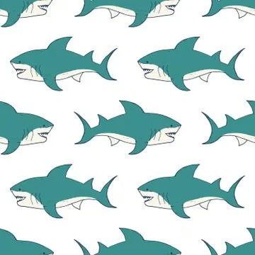 Shark seamless pattern, Hand drawn sketched doodle shark, vector illustration 스톡 일러스트