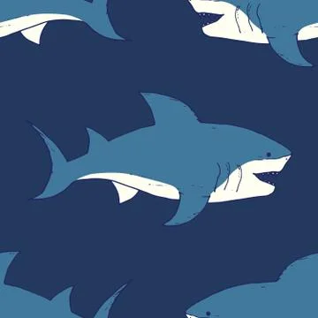 Shark seamless pattern, Hand drawn sketched doodle shark, vector illustration 스톡 일러스트