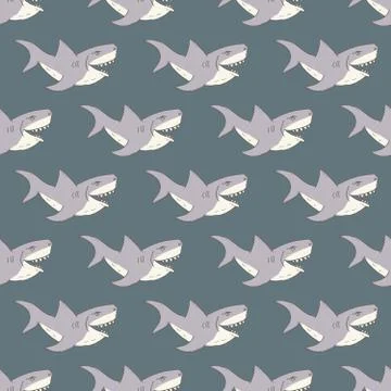 Shark seamless pattern, Hand drawn sketched doodle shark, vector illustration Illustrazione stock