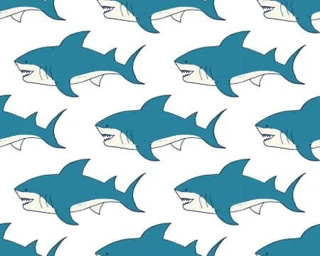 Shark seamless pattern, Hand drawn sketched doodle shark, vector illustration Illustrazione stock