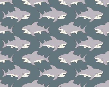 Shark seamless pattern, Hand drawn sketched doodle shark, vector illustration Illustrazione stock